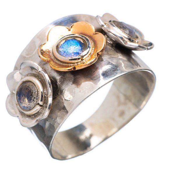 Jewelry - FLOWER Sterling SILVER Labradorite Ring size 8